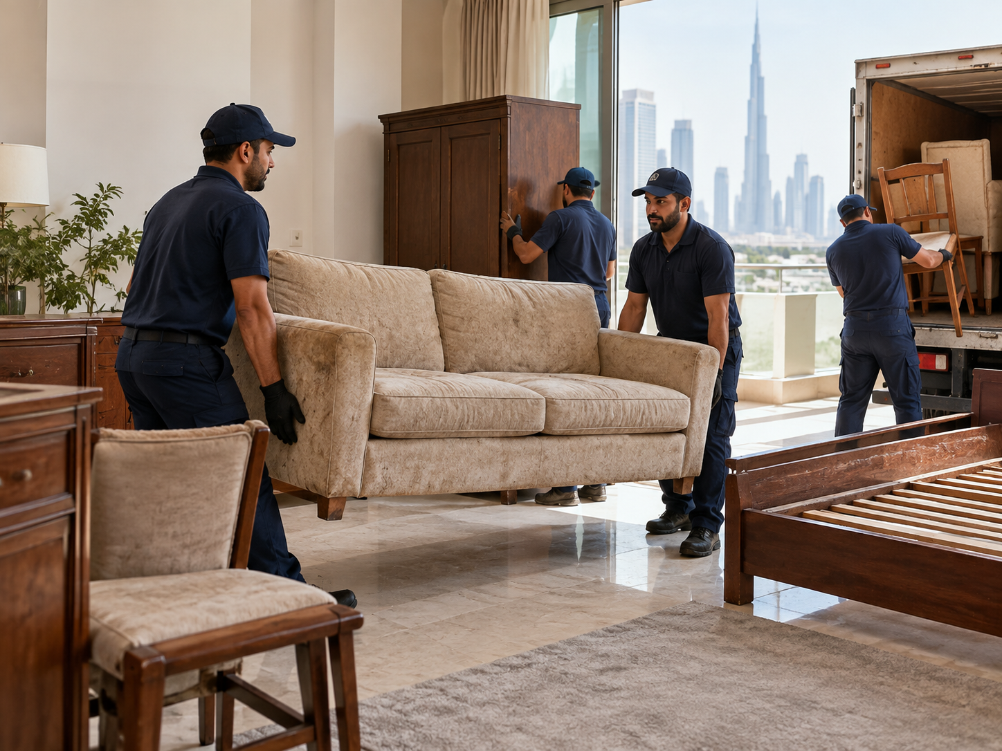 Residential furniture removal from a Dubai home